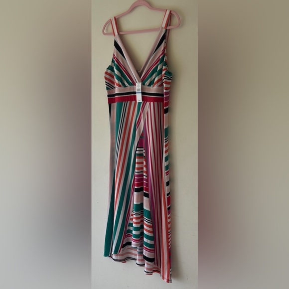 NWT JohnPaulRichard Colorful Striped High Low Dress - Picture 2 of 11